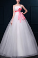 White Strapless Ball Gown Ribbon Beading Appliques Dress for Wedding On Sale
