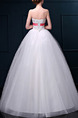 White Strapless Ball Gown Ribbon Beading Appliques Dress for Wedding On Sale