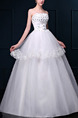 White Strapless Ball Gown Beading Lace Dress for Wedding On Sale