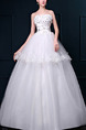 White Strapless Ball Gown Beading Lace Dress for Wedding On Sale