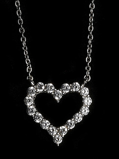 925 Silver With Chain Silver Chain Heart Rhinestone Pendant