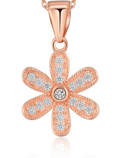 Gold Plated Flower Rhinestone Pendant