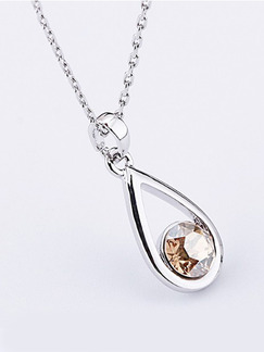 Silver Plated With Chain Silver Chain Drop Crystal Pendant