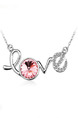Silver Plated With Chain Silver Chain Love Rhinestone Crystal Pendant