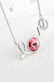 Silver Plated With Chain Silver Chain Love Rhinestone Crystal Pendant