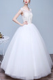 White Bateau Ball Gown Lace Dress for Wedding