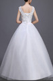 White Bateau A-Line Beading Appliques Dress for Wedding