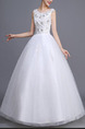 White Bateau A-Line Beading Appliques Dress for Wedding