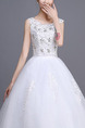 White Bateau A-Line Beading Appliques Dress for Wedding