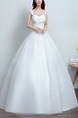 White Illusion Bateau A-Line Dress for Wedding