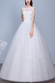 White Illusion A-Line Bateau Lace Appliques Dress for Wedding
