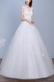 White Illusion A-Line Bateau Lace Appliques Dress for Wedding