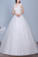 White Illusion A-Line Bateau Lace Appliques Dress for Wedding