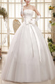 White Strapless Ball Gown Sash Ribbon Beading Dress for Wedding
