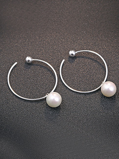 925 Silver Bead Hoop Pearl Earring