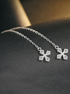925 Silver Cross Dangle Rhinestone Earring
