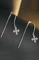 925 Silver Cross Dangle Rhinestone Earring