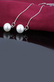 925 Silver Bead Dangle Pearl Earring