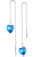 925 Silver  Heart Dangle Spphire Crystal Earring