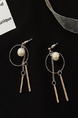 Gold Plated  Bead Dangle Hoop Pearl Earring