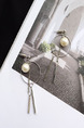 Gold Plated  Bead Dangle Hoop Pearl Earring