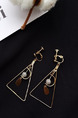 Gold Plated  Bead Dangle Gemstone Earring