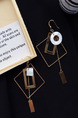 Gold Plated  Square Dangle Hook Gemstone Earring