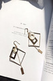 Gold Plated  Square Dangle Hook Gemstone Earring