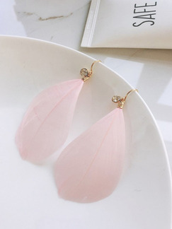 Gold Plated  Hook Leaf Dangle Rhinestone Earring