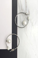 Silver Plated Bead Hoop Pearl Earring