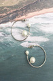 Silver Plated Bead Hoop Pearl Earring