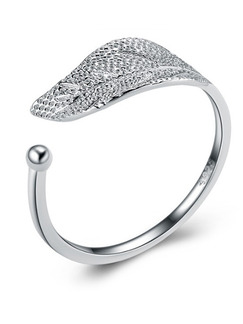 925 Silver Leaf Open  Ring