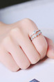 925 Silver Heart Open Rhinestone Ring