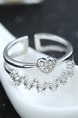 925 Silver Heart Open Rhinestone Ring