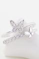 925 Silver Butterfly Open Rhinestone Ring