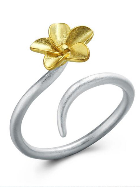 925 Silver Flower Open  Ring