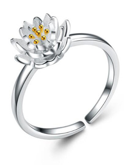 925 Silver Flower Open  Ring