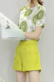 White and Green Two Piece Shirt Shorts Plus Size Wide Leg Jumpsuit for Casual Evening Office