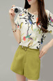 White and Green Two Piece Shirt Shorts Plus Size Wide Leg Jumpsuit for Casual Office Evening