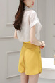 White and Yellow Two Piece Shirt Shorts Plus Size Wide Leg Jumpsuit for Casual Evening Office