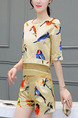 Beige Colorful Two Piece Shirt Shorts Plus Size Jumpsuit for Casual Office Evening
