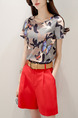 Red and Grey Two Piece Shirt Shorts Plus Size Wide Leg Jumpsuit for Casual Evening Party