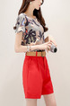 Red and Grey Two Piece Shirt Shorts Plus Size Wide Leg Jumpsuit for Casual Evening Party