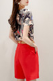 Red and Grey Two Piece Shirt Shorts Plus Size Wide Leg Jumpsuit for Casual Evening Party