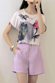 Pink and White Two Piece Shirt Shorts Plus Size Wide Leg Jumpsuit for Casual Office Evening