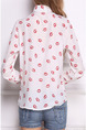 White and Red Blouse Plus Size Long Sleeve Top for Casual Office Evening