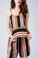 Brown Colorful Two Piece Slip Shorts Wide Leg Jumpsuit for Casual Evening Party