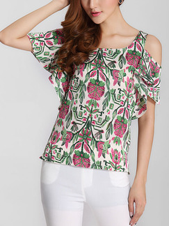 Pink Green and White Blouse Plus Size Top for Casual Party Evening