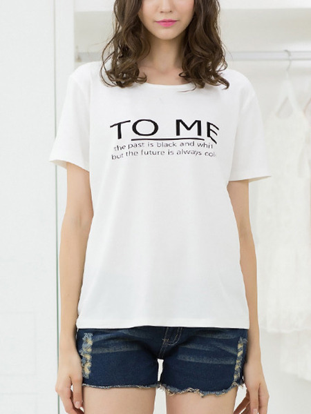 White T-Shirt Top for Casual