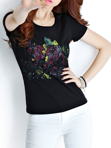 Black T-Shirt Plus Size Top for Casual Party